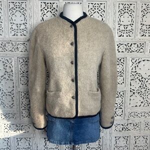 Vtg Miller & Rhoads Cream Wool Preppy Button Up Blazer Jacket Sz Medium